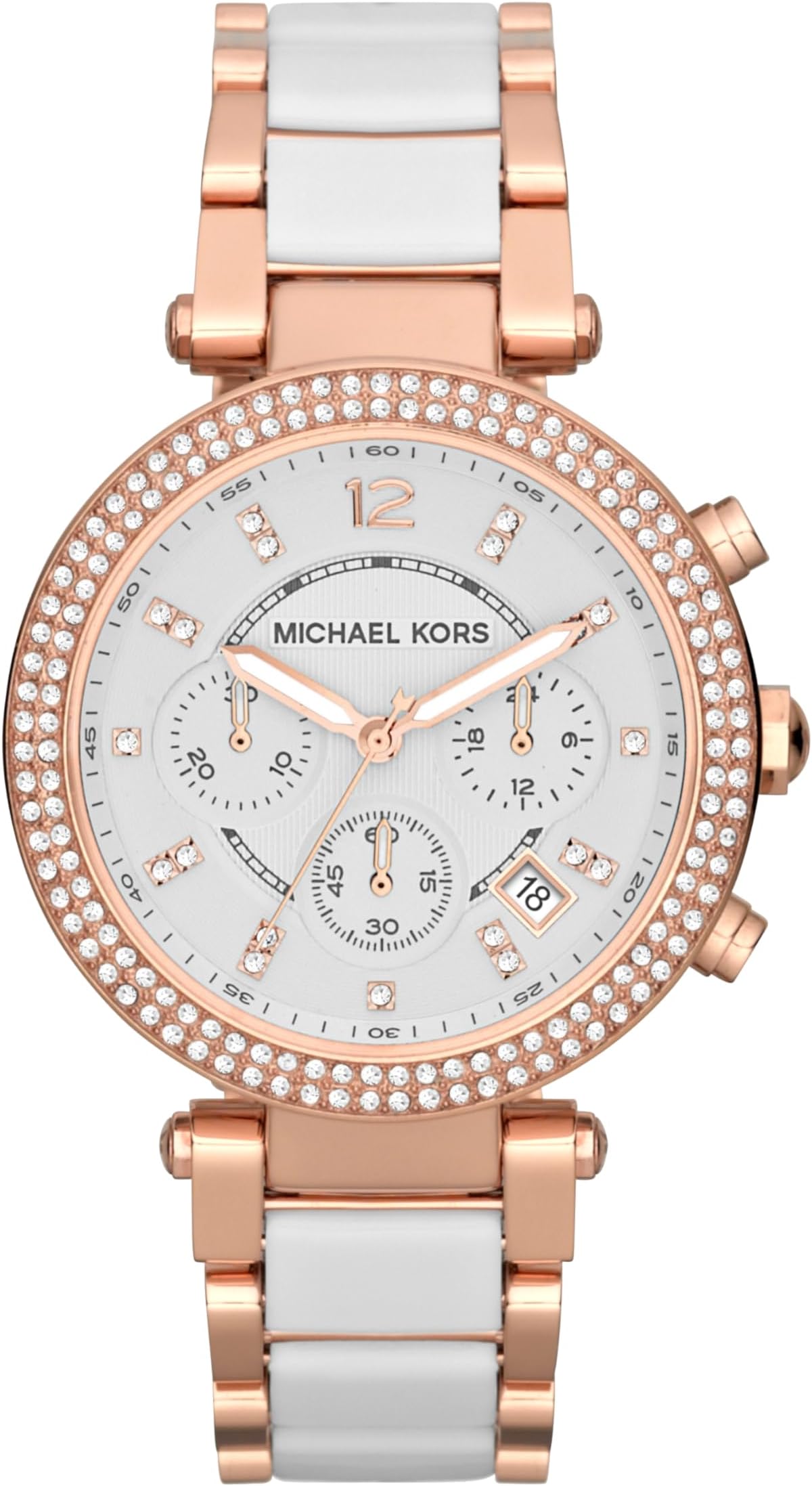 Michael Kors Parker Watch for Women, Quartz Chronograph Movement with Stainless Steel or PVC Strap