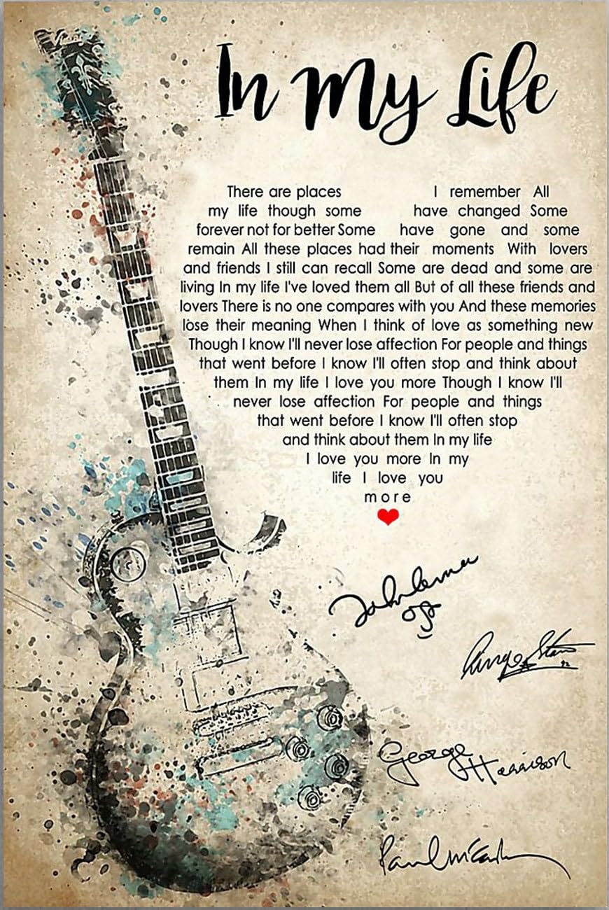 In My Life lyric retro metal tin sign In My Life art music lyric Poster metal tin signs 8x12 Inch