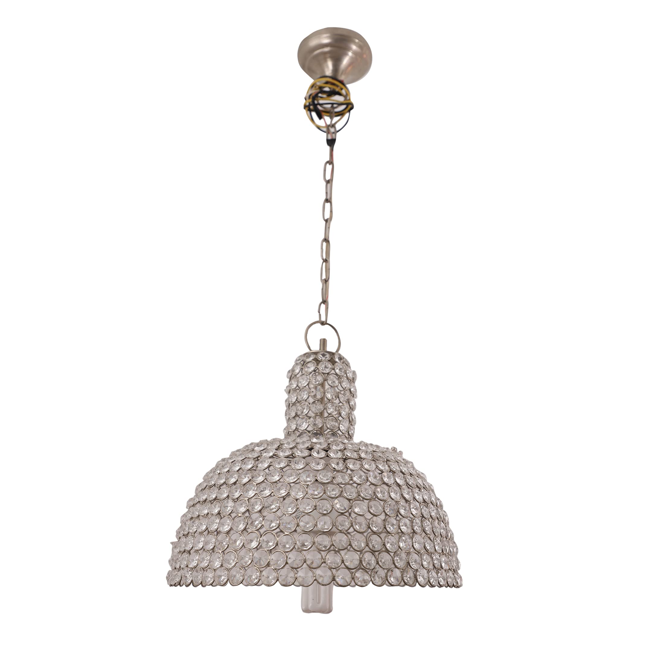 EVE HANGER Compatible Pendant Round Shaped Silver Finished Pendant with Four/K-9 Crystals Bulb Included 2 Year Warranty