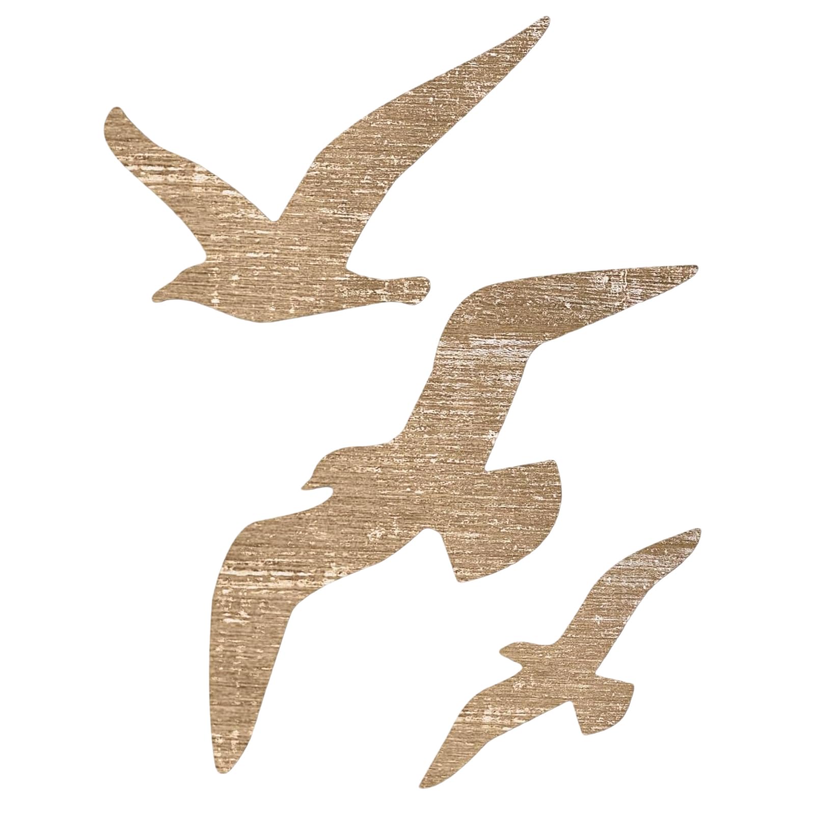 MOAZIFI Decoración marítima, juego de 3 gaviotas de madera en diferentes tamaños, decoración de pared marítima para salón, decoración de pared, madera, dormitorio, baño, casa de vacaciones, decoración