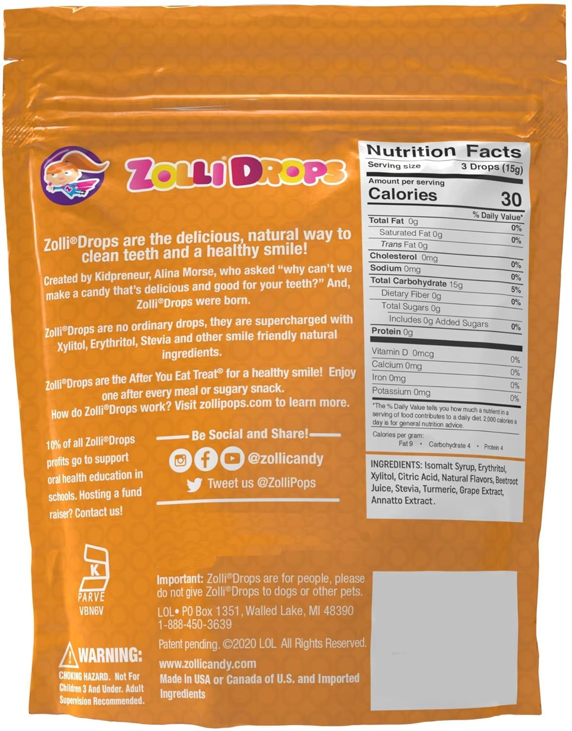 Zolli Drops Assorted Flavors 3 Oz Bag