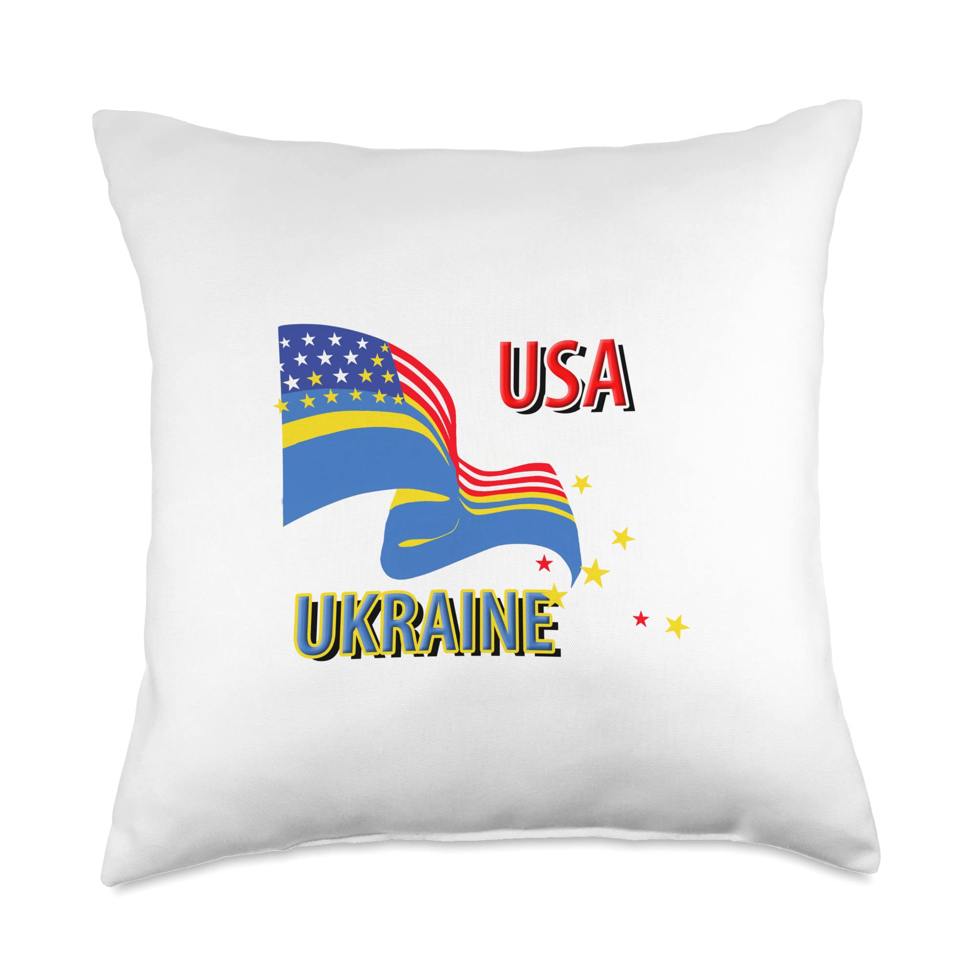 Ukraine-USA Throw Pillow, 18x18, Multicolor