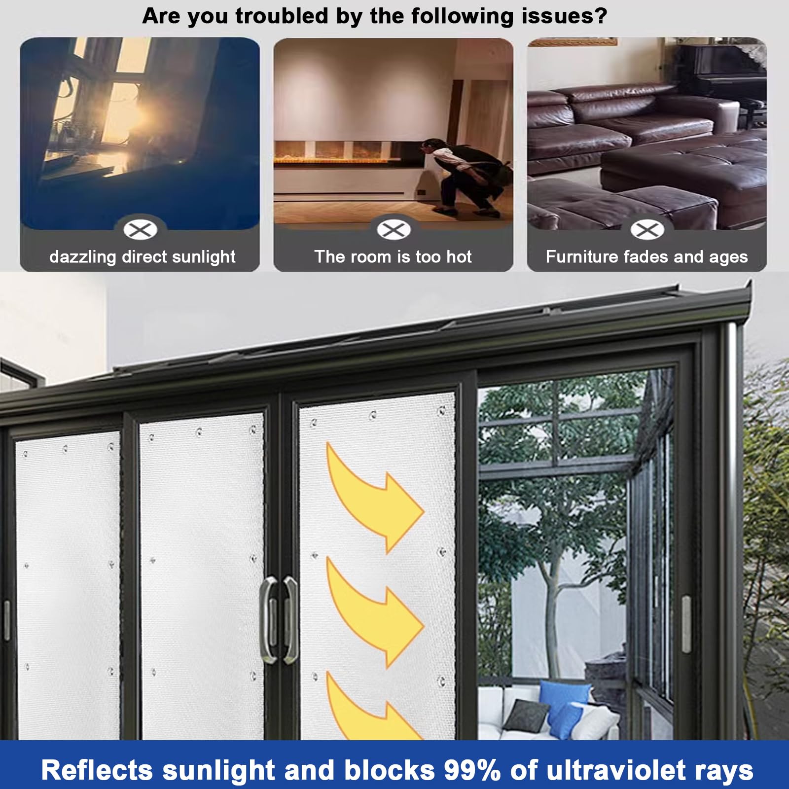 Rückstandslose Sonnenschutz Folie,Silber Fensterfolie Blickdicht Reflektierende Fensterfolie,8 Mm Dicke 99% Uv-Schutz Dämmfolie für Schlafzimmer,Badezimmer,Büro,Dachfenster (60x100cm/24 x39)