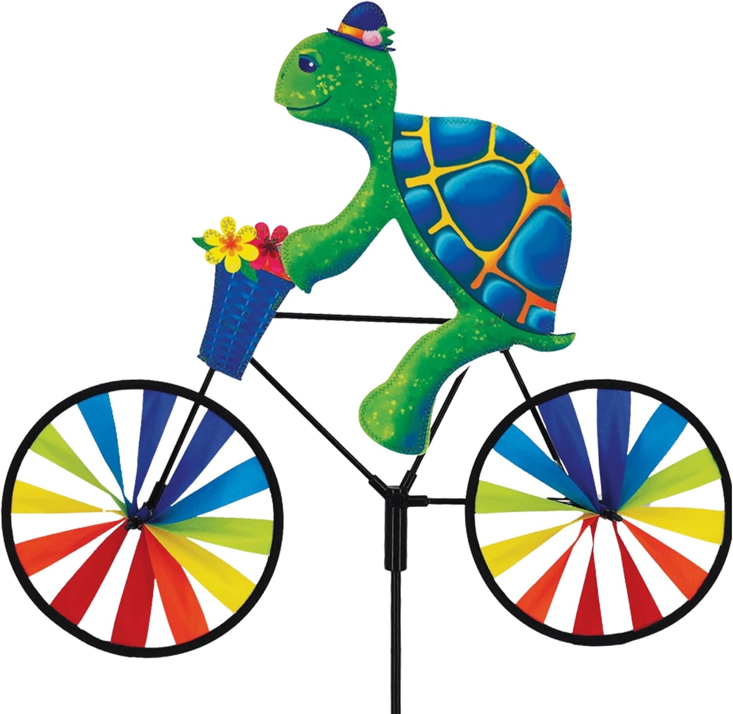 Bike Spinner Turtle 20" – Adorable Reptile Design, Weather-Resistant Outdoor Decor, Durable & Lightweight for Patios, Yards, and Gardens - Eye-Catching Wind Spinner with Rotating Wheels