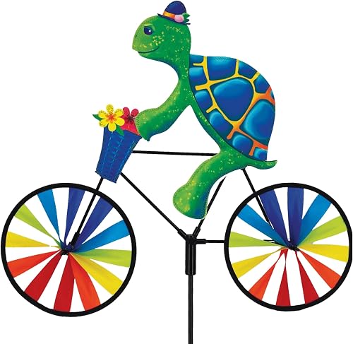 Bike Spinner Turtle 20" – Adorable Reptile Design, Weather-Resistant Outdoor Decor, Durable & Lightweight for Patios, Yards, and Gardens - Eye-Catching Wind Spinner with Rotating Wheels