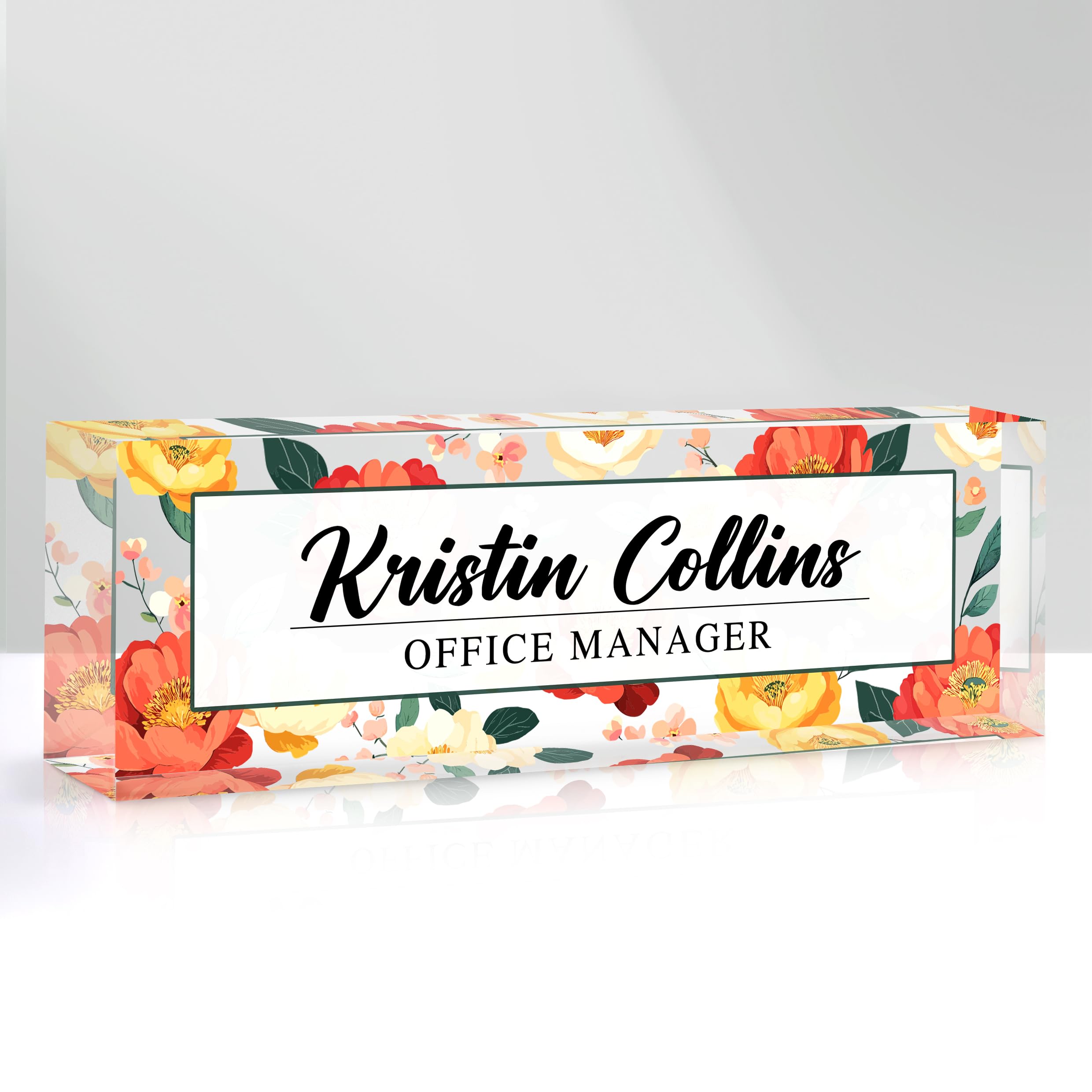 Custom Name Plate for Desk, Personalized Desk Name Plate on Clear Acrylic Glass, Appreciation Gifts for Teacher Employee Boss Coworkers Nurse, Office