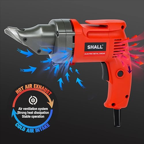Miniatura 9 de SHALL Cizalla eléctrica de corte de metal, cortador de chapa metálica con cable de 4.0 amperios, velocidad variable con cabezal giratorio de 360