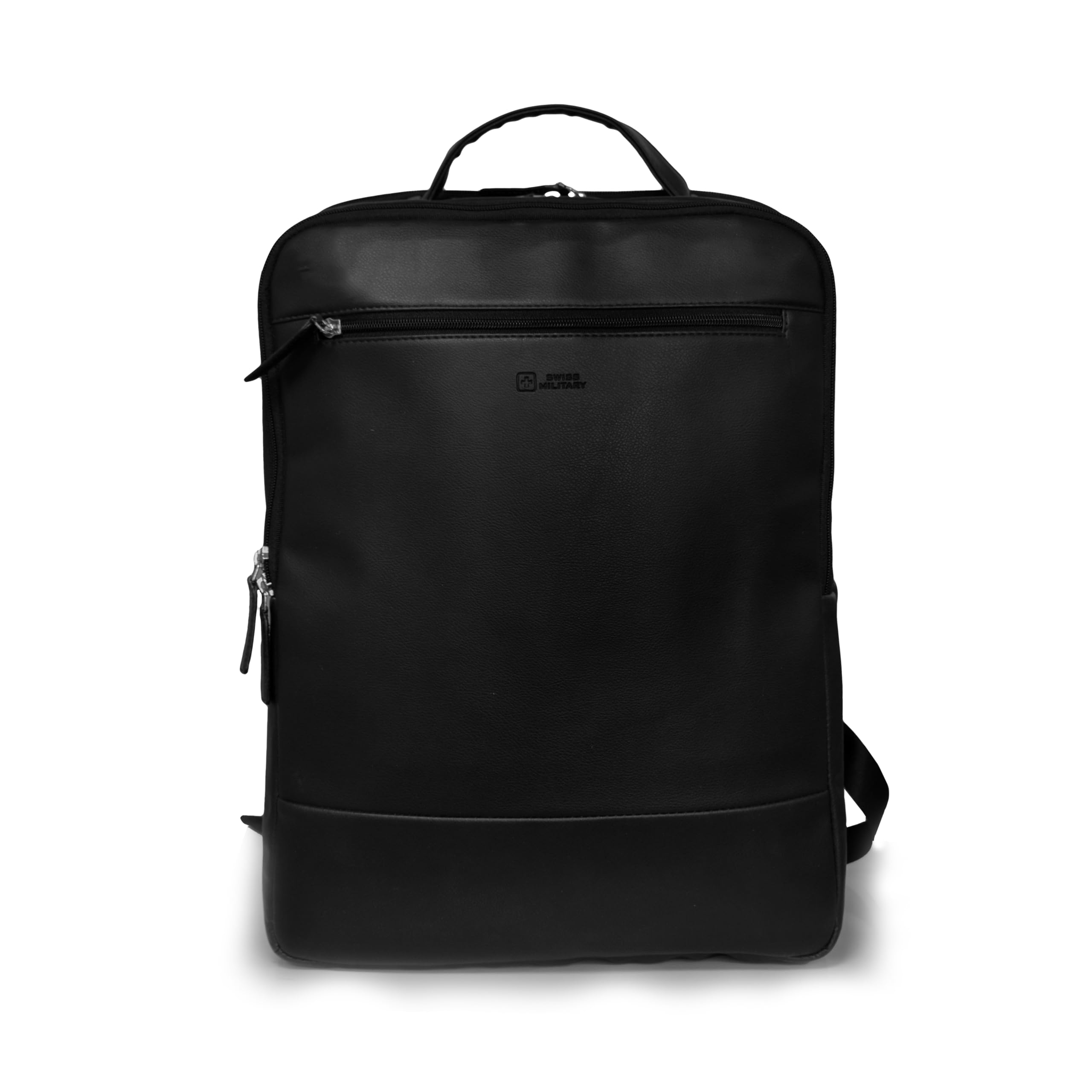 FAULKNER Black PU Laptop Backpack for 15.6 Inch Laptop with 3 Main Compartments, Quick Access Pockets, Adjustable Shoulder Straps, Padded Back, Office Travel College Bag-image-45