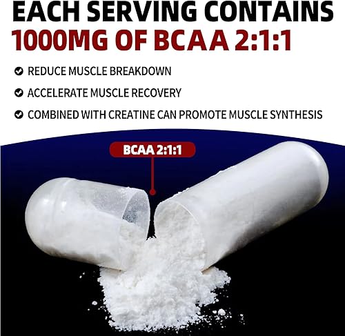 Miniatura 5 de Cápsulas de monohidrato de creatina micronizada de 6000 mg con BCAA211 - Ingredientes activos que apoyan la fuerza y la recuperación - Suplementos