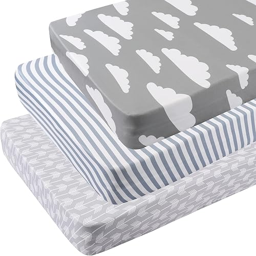 Pack n Play - Juego de 3 sábanas para bebé, unisex, tejido de punto elástico, portátil, mini cuna, funda de colchón para bebés niños y niñas, disponible en Yaxa Colombia