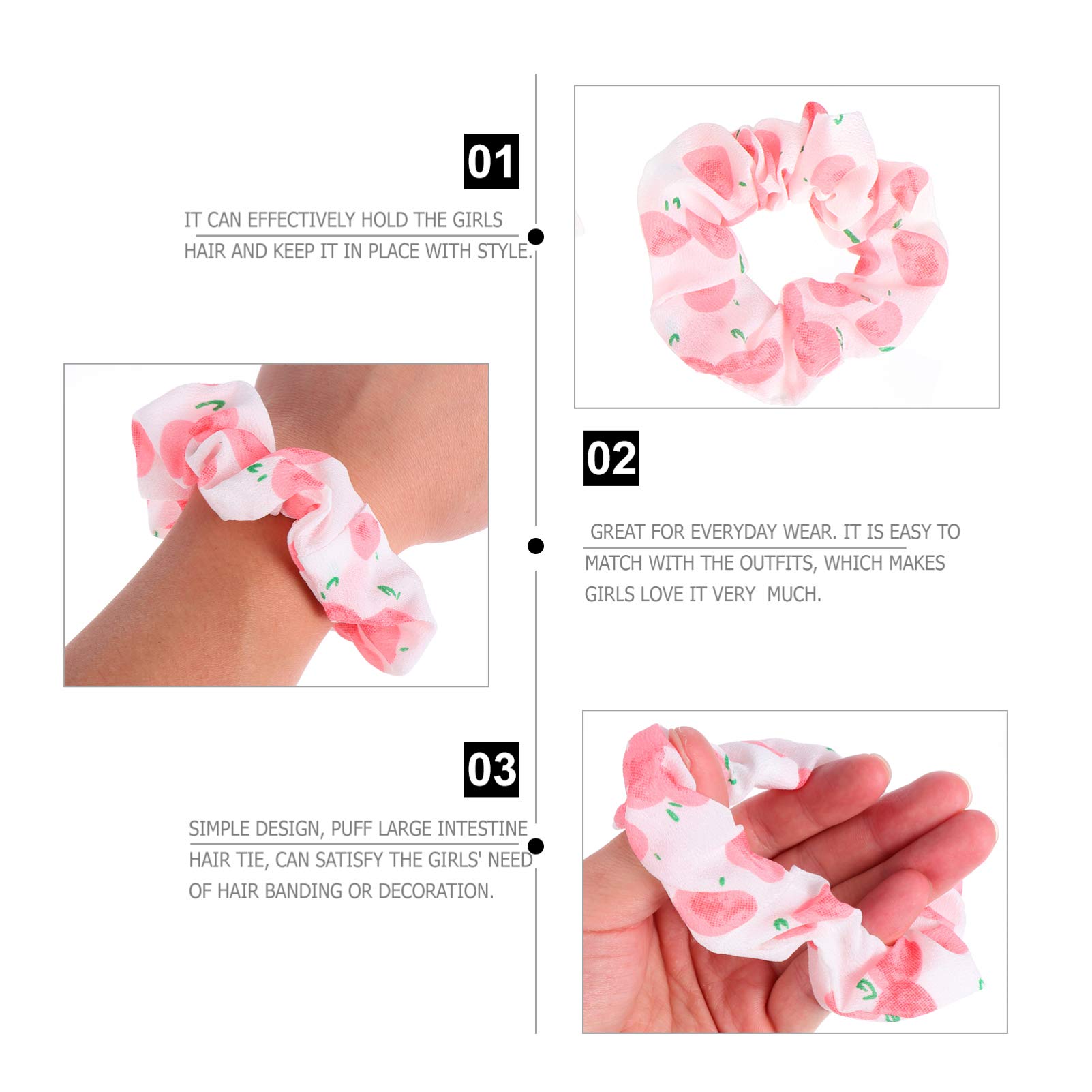 LALAFINA 60pezzi Elastici Per Forma Di Intestino Con Stampa Di Frutta Accessori Per Coda Di Cavallo Colorati Per Ragazze Facili Da Abbinare Agli Outfit