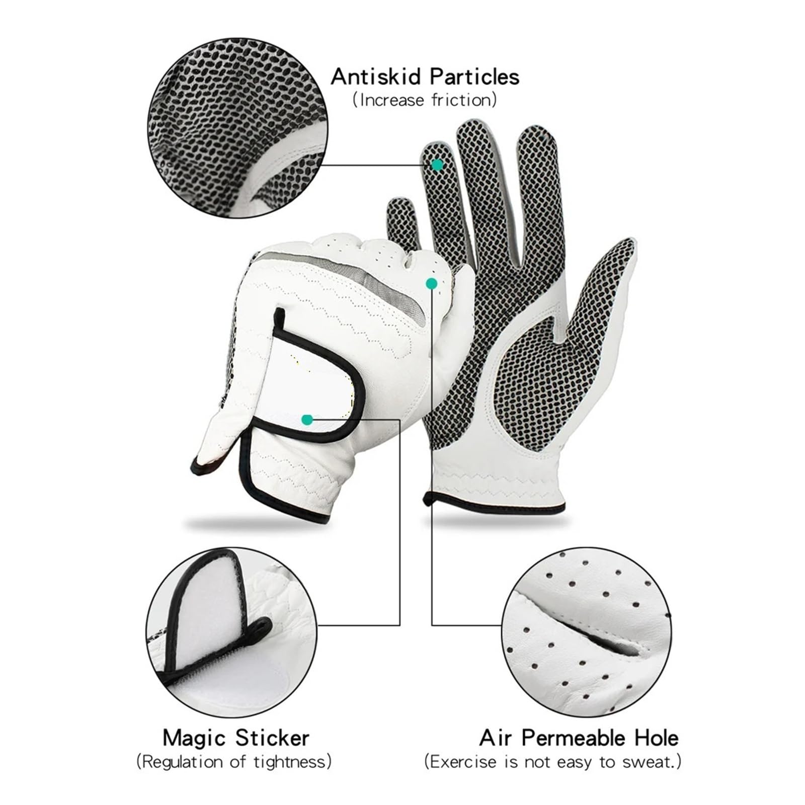 Generico Guanti da golf uomo for mano sinistra/destra, morbidi e traspiranti con granuli antiscivolo