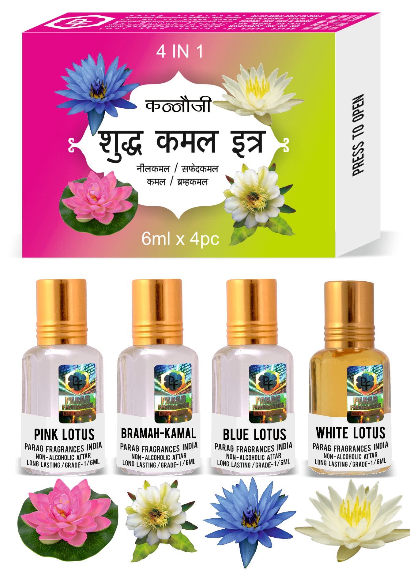 Parag Fragrances Lotus 4 In 1 Natural & Long Lasting Liquid Fragrance/Attar Perfume/Ittar For Men/Non Alcoholic Attar For Pooja, Worship & Personal Perfume, 25ml - Fresh-image-43
