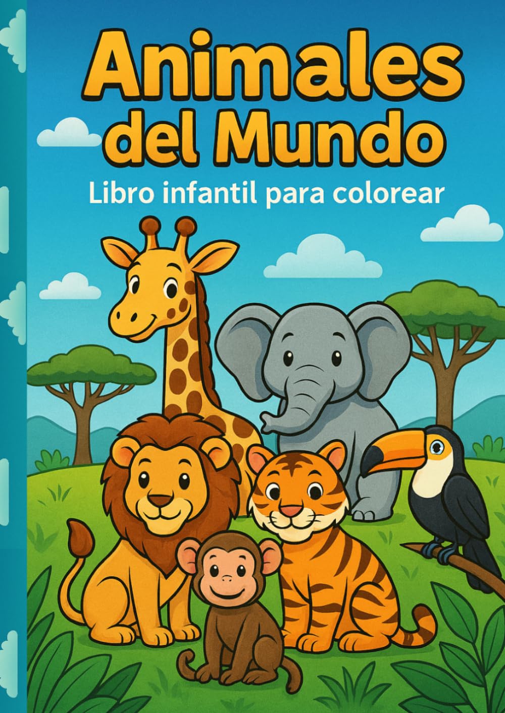 Animales del Mundo: Libro infantil para colorear