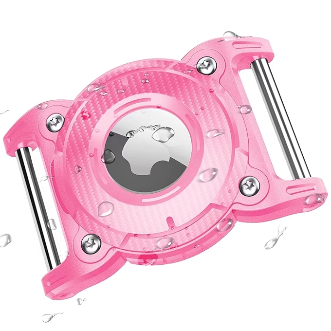 ONEONTA Airtag狗项圈支架 - 防水设计，粉色轻便耐用