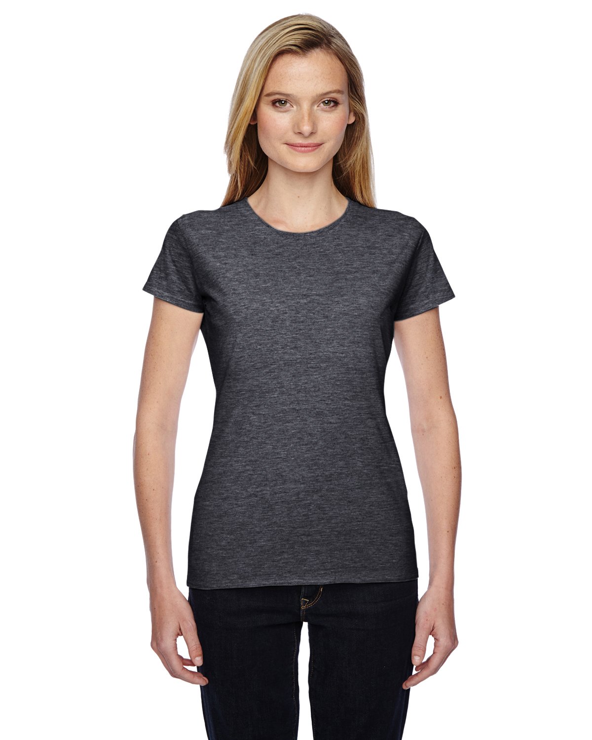 Fruit Of The Loom Womens Sofspun Junior Fit T-Shirt, M, Charcoal Heather