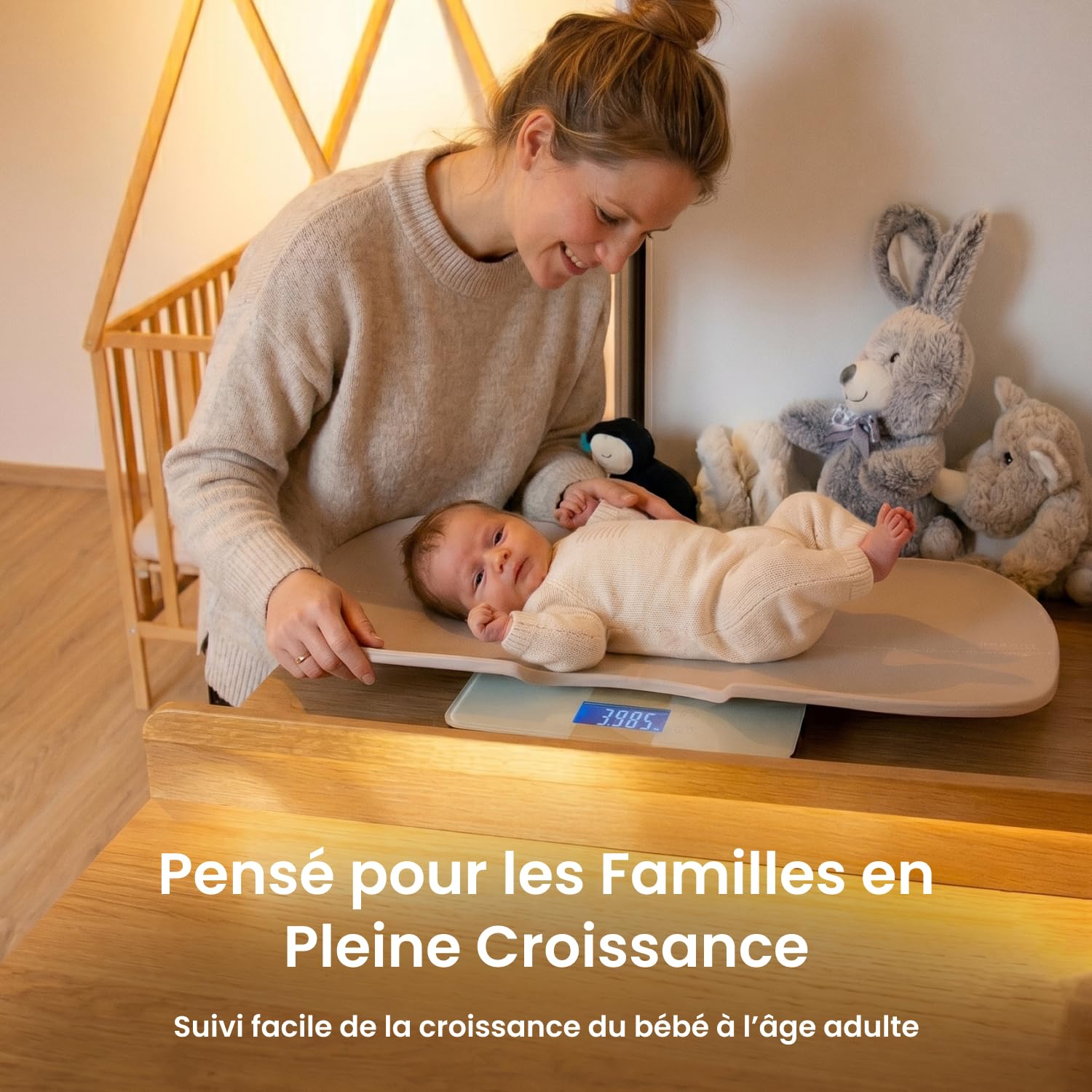 bblüv - Kilo Pro - Balance Pédiatrique Numérique, Plateau Amovible | Mesure poids et taille, Précision 5g jusqu'à 20kg, Jusqu'à 180kg pour toute la famille, Capteur haute précision, Arrêt auto