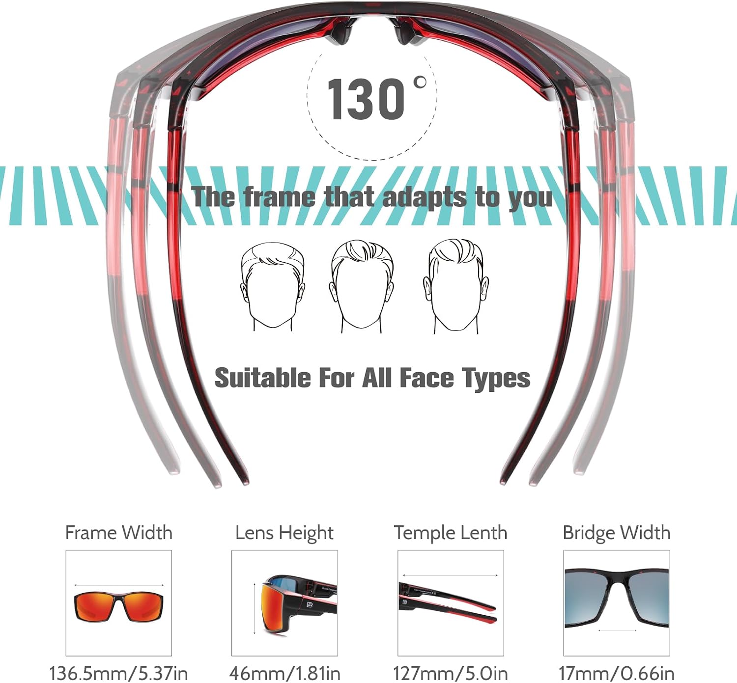 DUCO Polarized Sports Sunglasses for Men Women UV400 Protection Lightweight TR90 Cycling Glasses for Fishing Driving F103