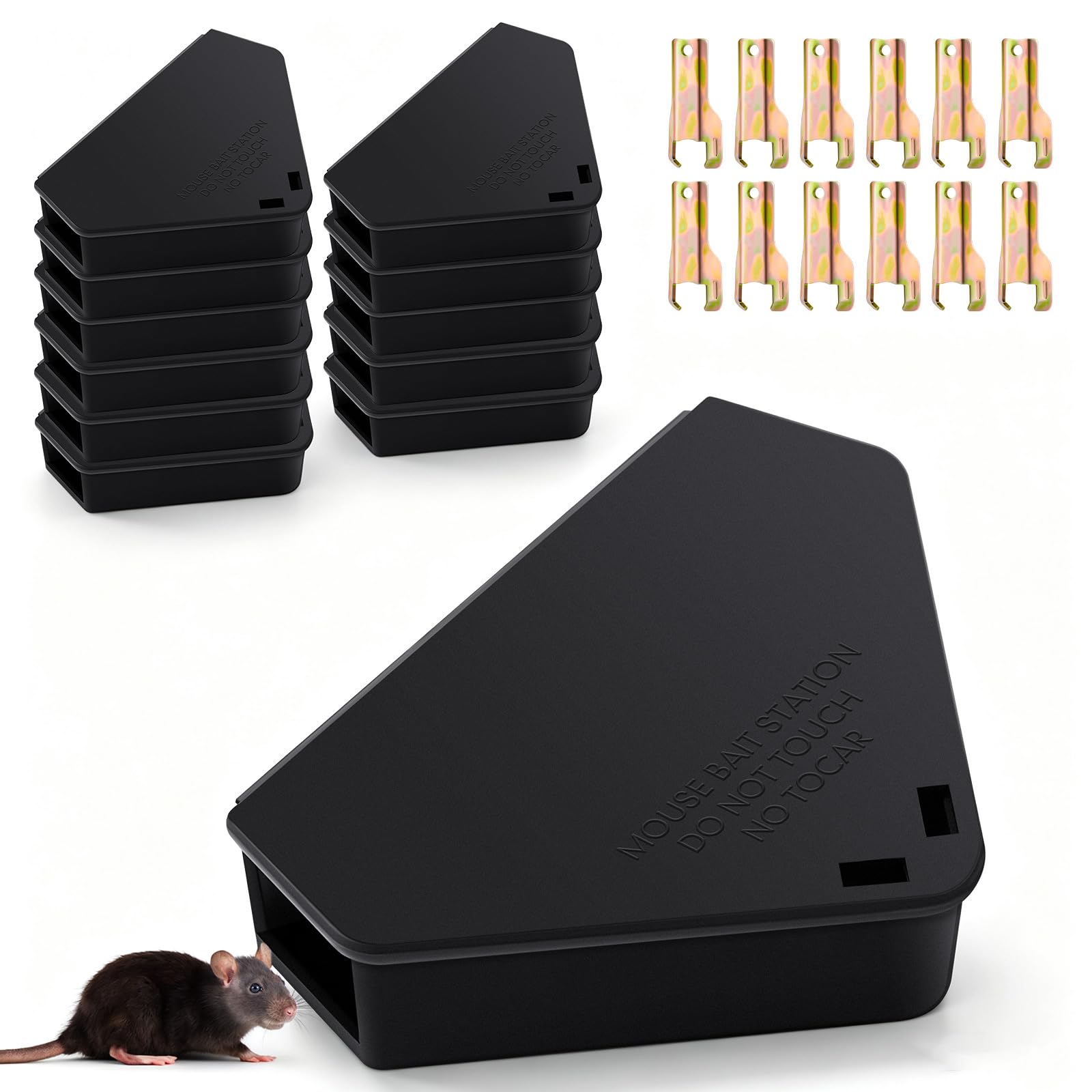 Qualirey 12-Pack Triangle Mice Rat Bait Stations