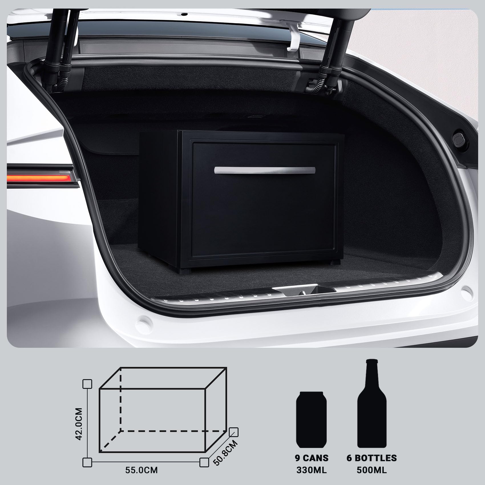 12 V Schubladenkühlschrank 50 l, 12 Volt Kühlschrank für Zuhause, Wohnmobil, Wohnwagen, leiser Schubladenkühlschrank für Boot, Camping, 0 ℃ - 15 ℃