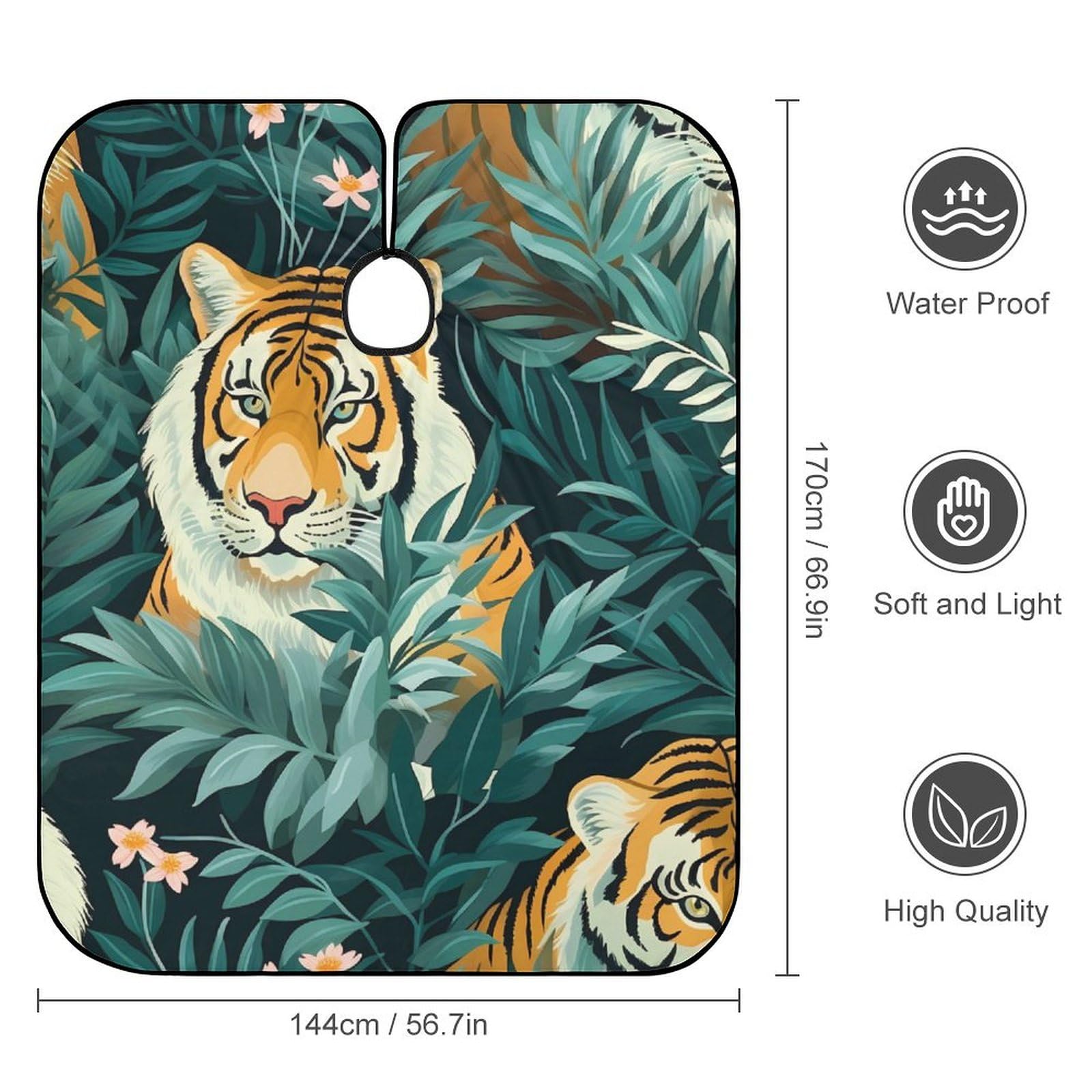 Leaf Animal Tiger Hair Cutting Cape for Men Women Waterproof Barber Cape Adjustable Salon Haircut Capes