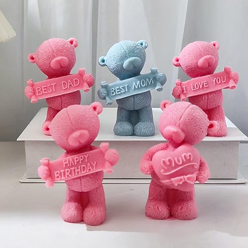 Miniatura 7 de NUEAYMS Lindo molde de silicona de vela con forma de oso para decoraciones de escritorio hechas a mano yeso resina epoxi vela molde de silicona para