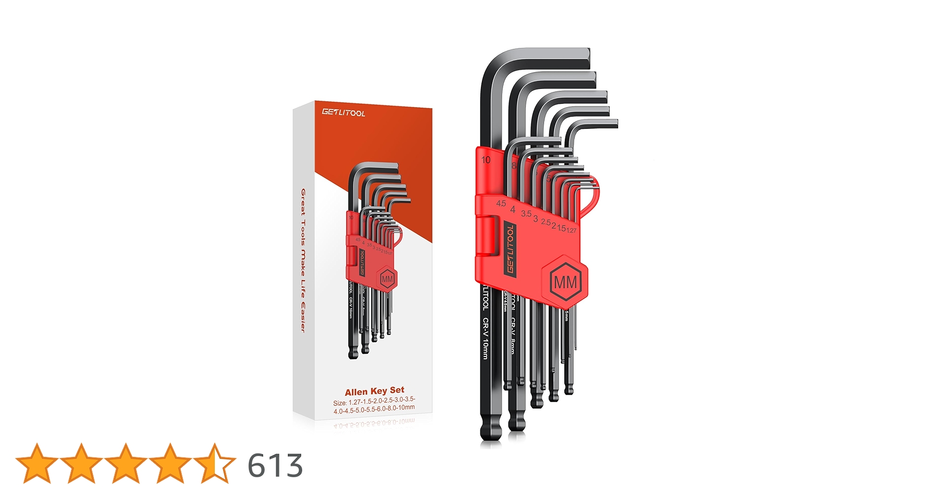 GETLITOOL 18PCS Allen Key Set, Cr-V Allen Wrench Set With T-Handle