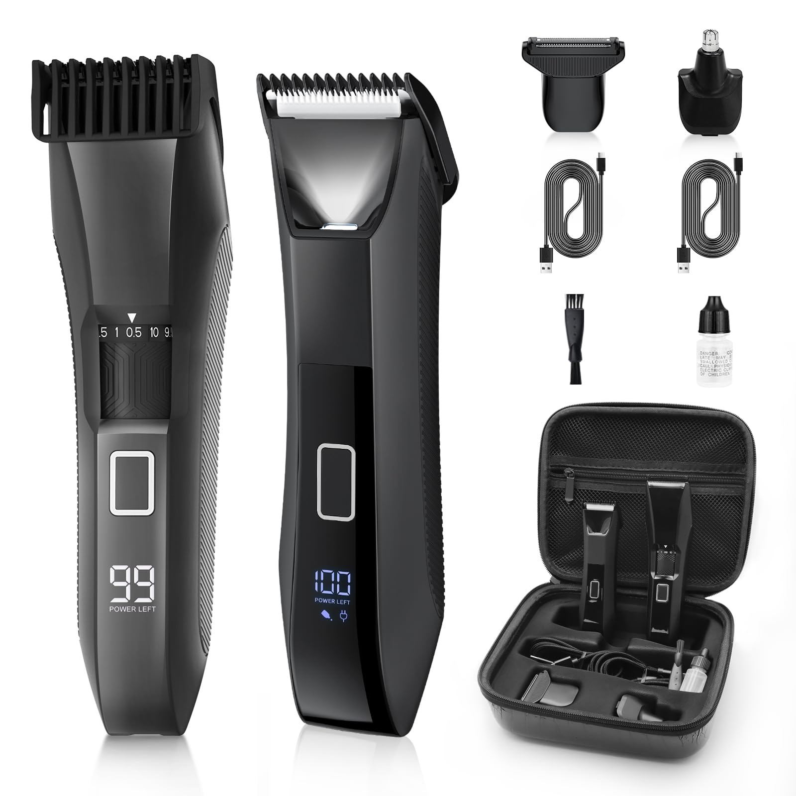 Manscape 4-in-1 Men's Body & Beard Trimmer - Groin, Pubic, and Ball Hair Shaver with No-Nick Technology, 20-Length Adjustable Beard Styler, Nose Trimmer, IPX7 Waterproof, LED Display, Travel Case
