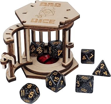CZYY DND Dice Jail Prison, Wood Cage with Polyhedral Dice Set