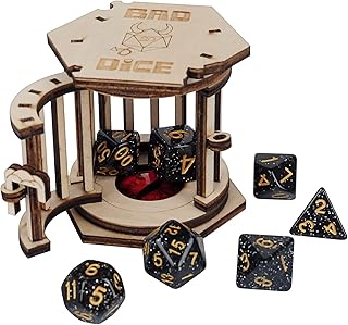 CZYY DND Dice Jail Prison with Polyhedral Dice Set Wood Cage for Your Bad Dice (Dice Jail A),2.6inchesx2.6inches