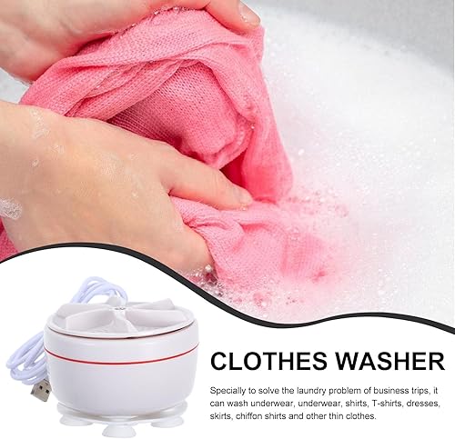 Miniatura 7 de FRCOLOR Portable Mini Ultrasonic Turbine Washing Machine Foldable Washer for Socks and Underwear Travel Dorm Apartment Use