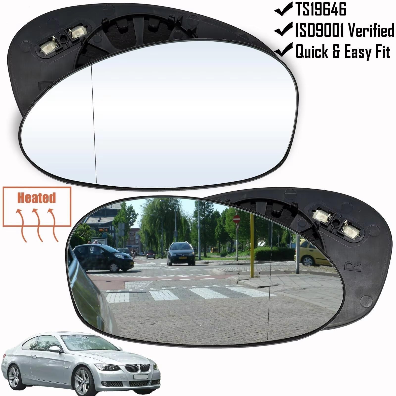 Vetro Specchio Retrovisore Specchietto Lato Per BMW Per E90/E91 2005-2008 Vetro Retrovisore | Specchietto retrovisore esterno riscaldato vetro trasparente anteriore e posteriore 51167145268(Right)