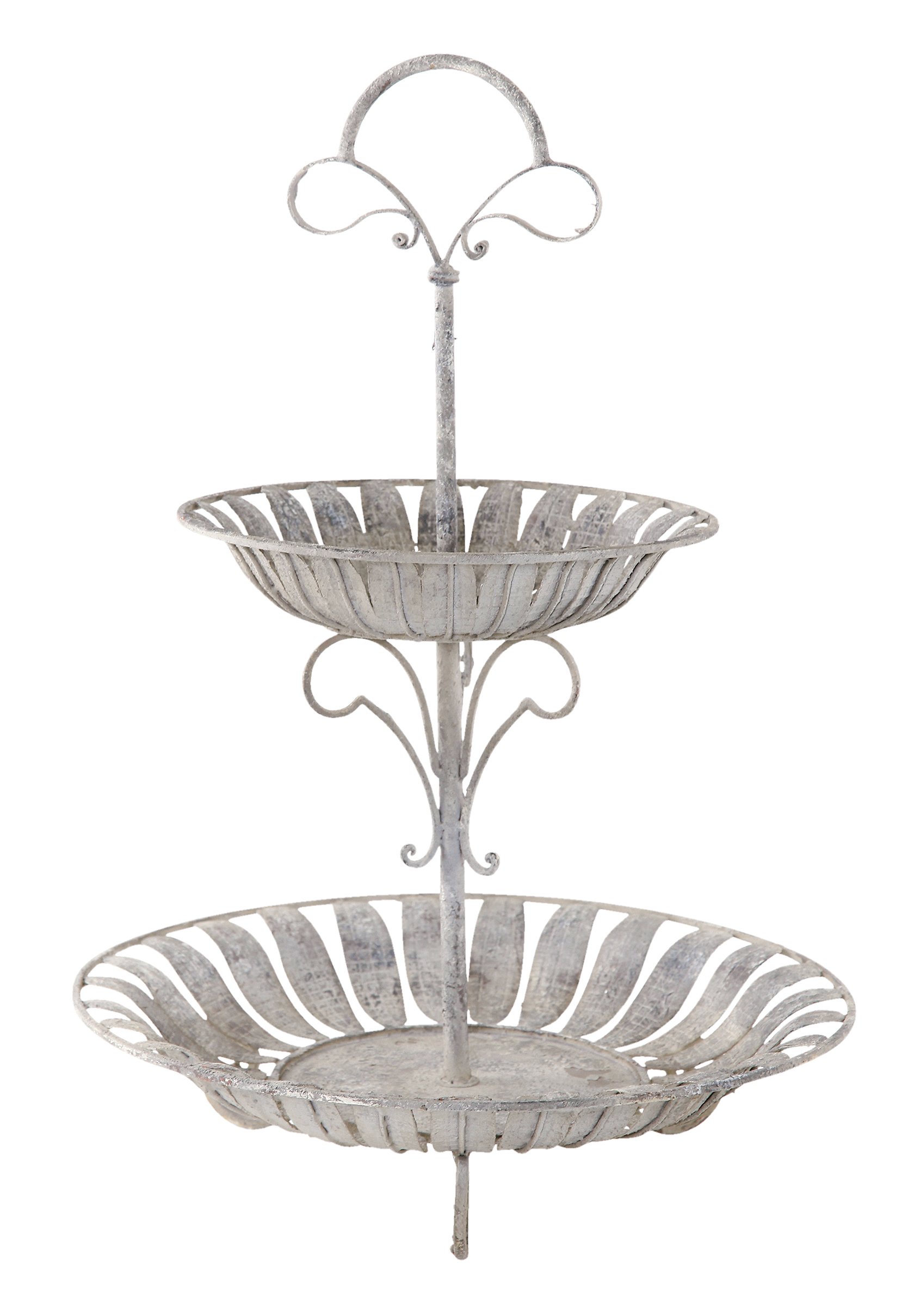EXNER dekorative Etagere Küchenetagere Garten-Deko 2-stufig Metall shabby grau Landhaus Optik