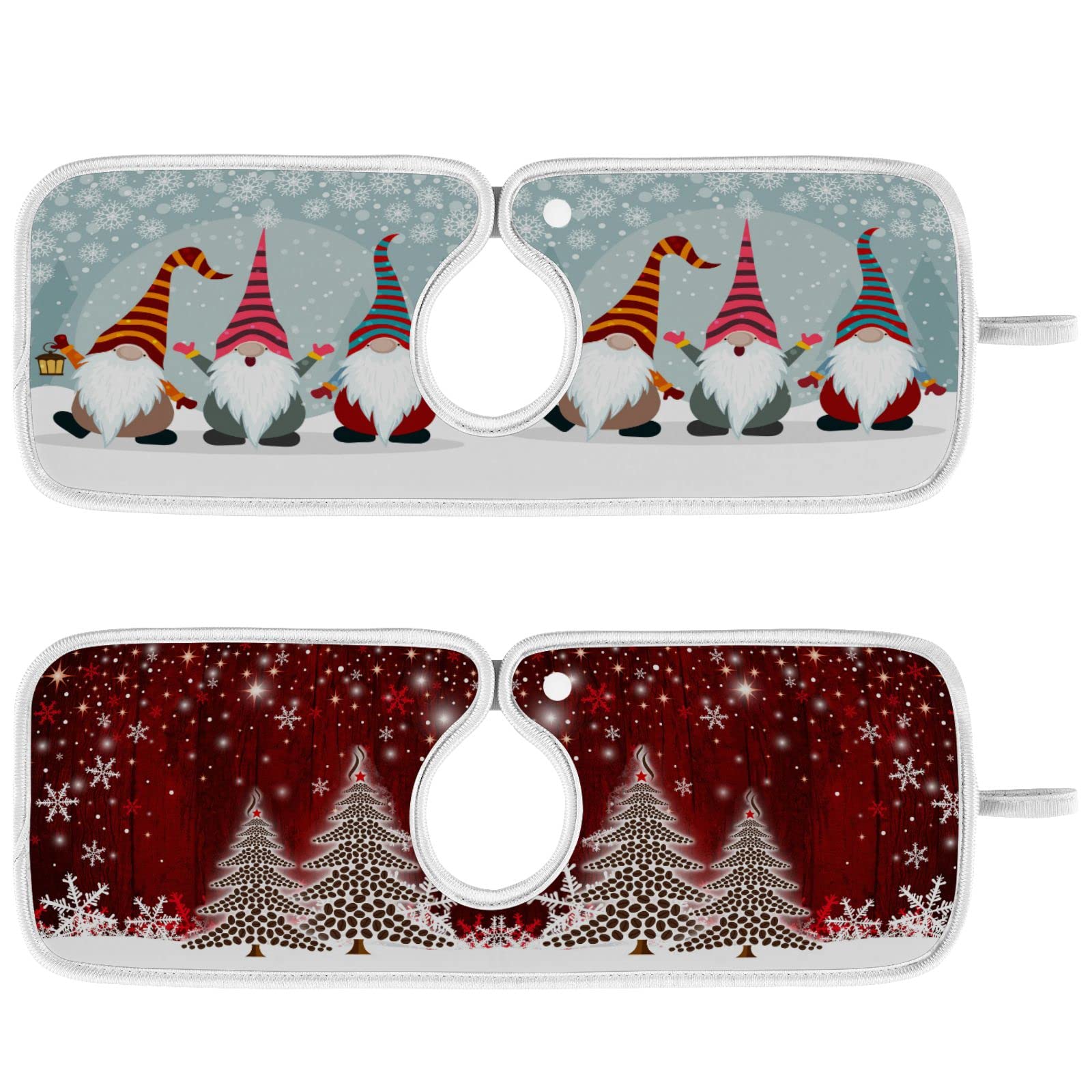 winter gnomes snowflake faucet sink mat for kitchen 2 pack red christmas tree snowman bathroom drying mat absorbent splash water catcher mats microfiber cloth drip protector splash pad 14x5 inches