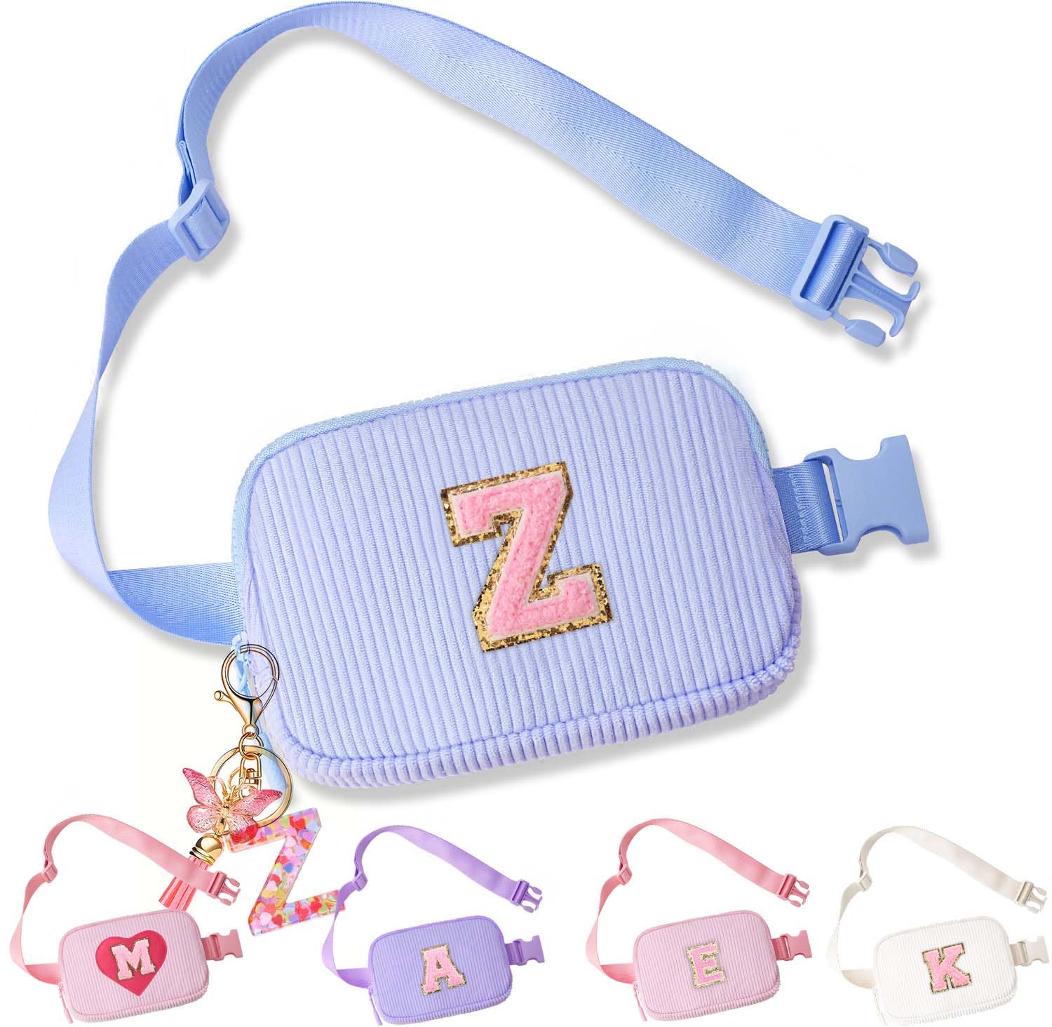 Belt Bag for Girls Gifts - Birthday Gifts for Teenager, Personalized Gifts for Mom Freind Sister Teacher, Graduation GiftsInitial Crossbody Bag Belt Bag for Women Purple Z
