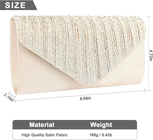 Miniatura 6 de Bolsos de mano BBjinronjy para mujer, bolso formal con diamantes de imitación para noche, bolsos de mano para boda, fiesta, cóctel, graduación, cena