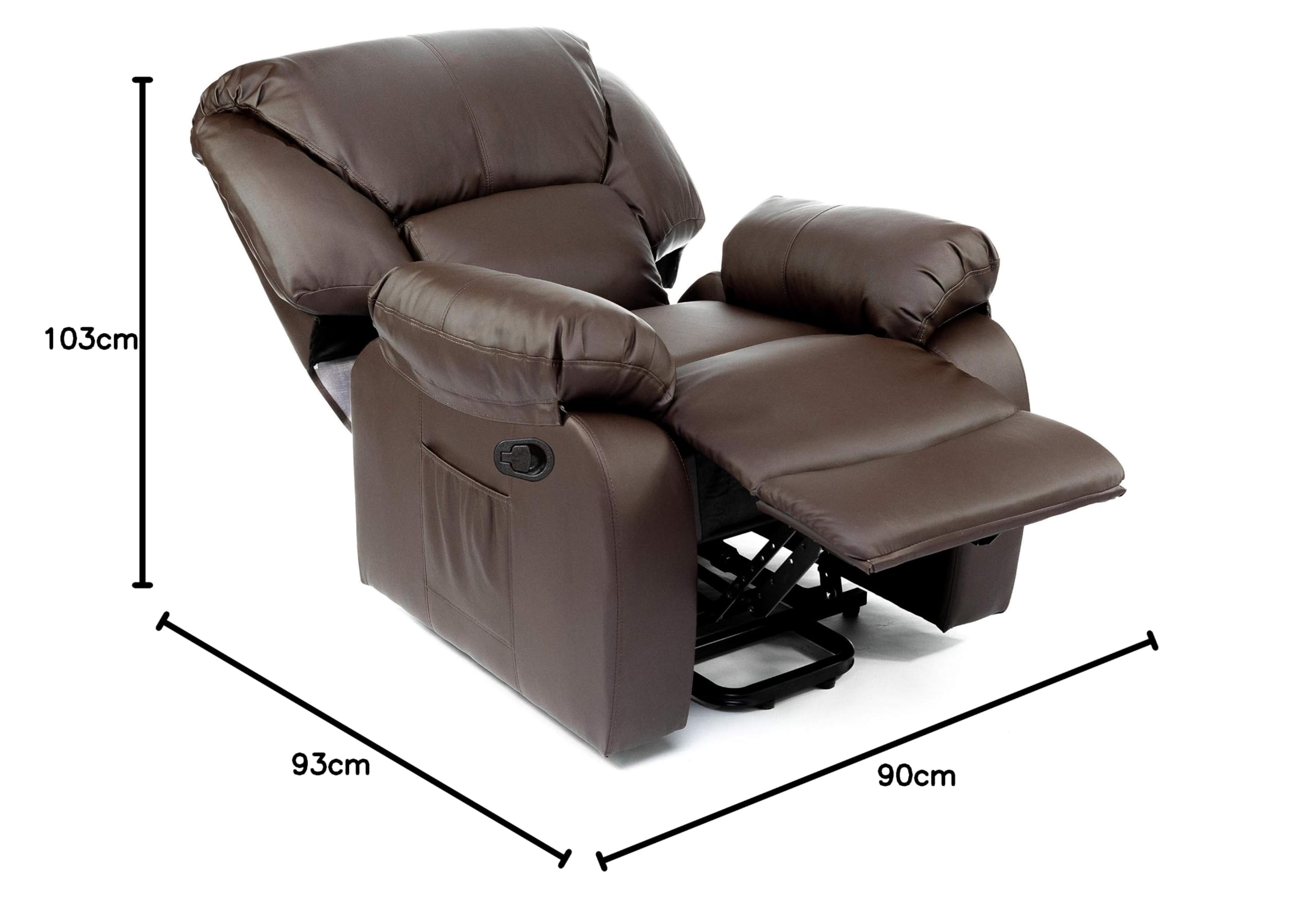 ECODE Sillón de Masaje Relax Monaco, 10 Vibromotores Ondulantes, Reclinación 160º, Función Calor, Programas Auto, Vibro Ondulación, A++, ECO-8590 (Marron)