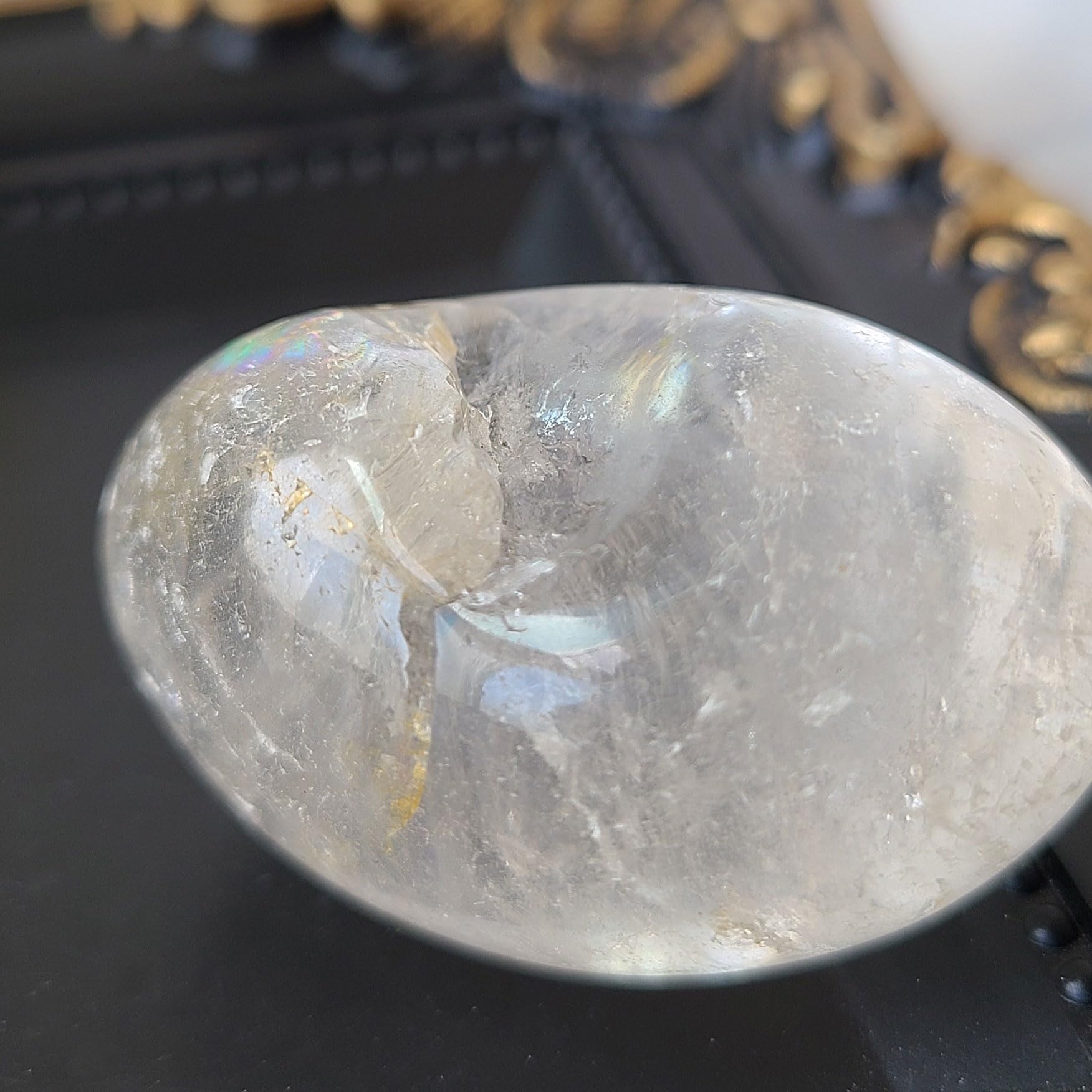 Amazon.co.jp: 水晶 握り石 47g 現物販売 金色巾着付 水晶 握り石 握り