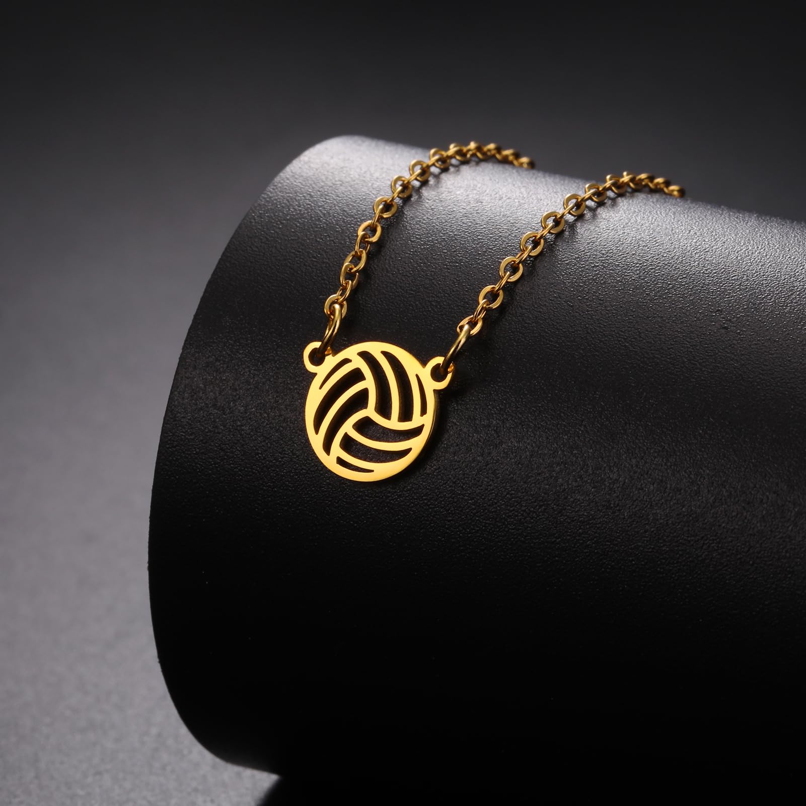 TEAMER Collar de Vollyball de Acero Inoxidable Delicado Colgante de Voleibol Pulsera Pendiente Joyería de Bola Deportiva de Moda