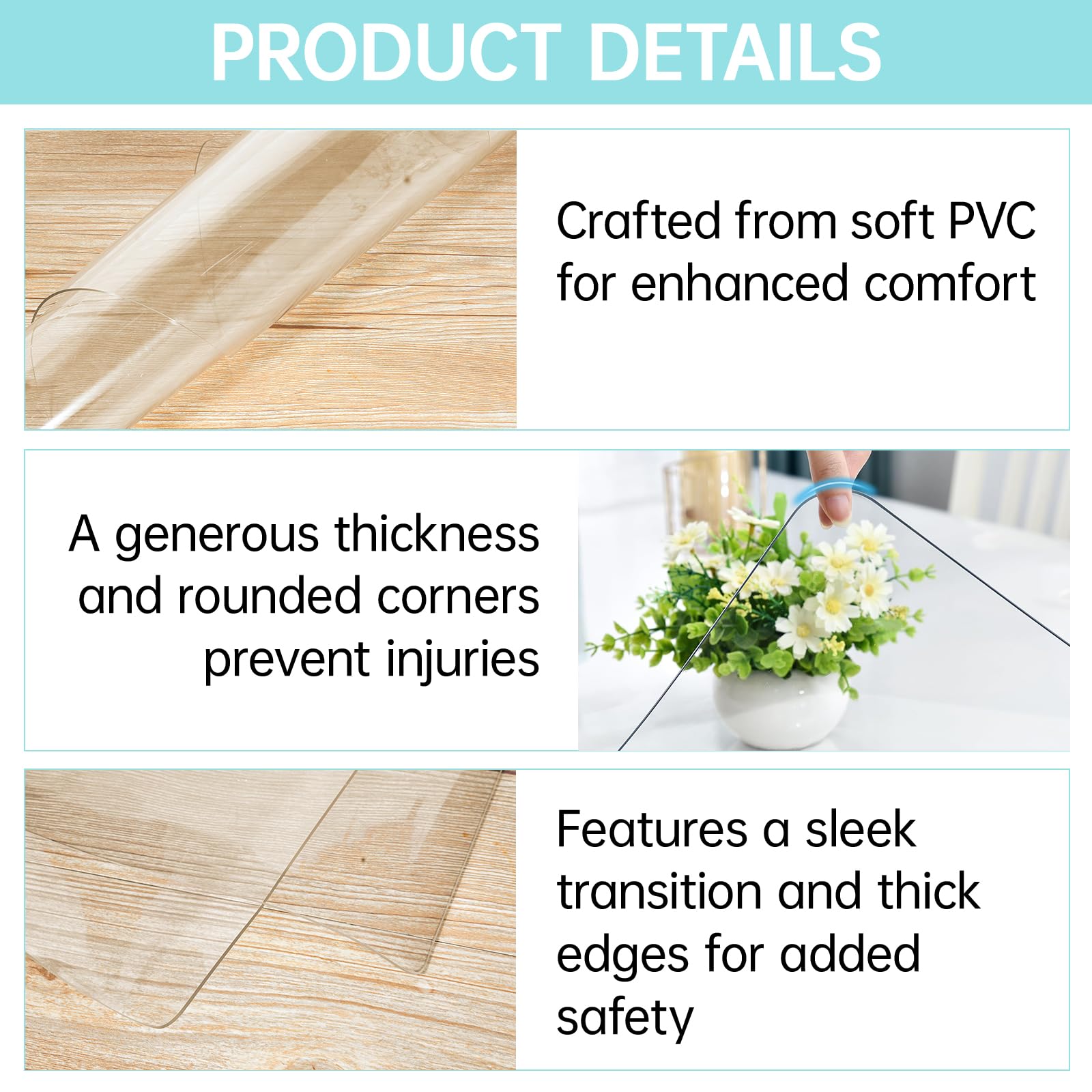 Zorplex Alfombrilla de Escritorio, Protector de Mesa Grande en PVC Antideslizante e Impermeable, Tapete de Escritura Transparente 1.5mm para Oficina, Hogar, Estudio u Ordenador (90x40cm)
