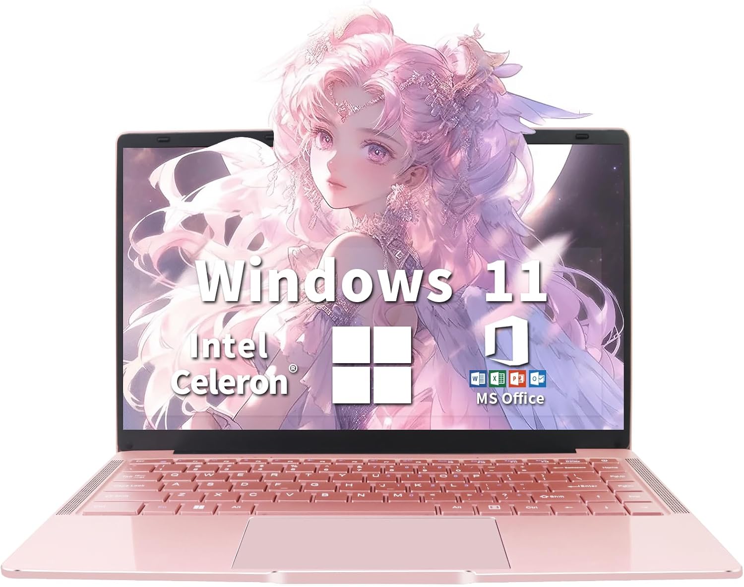 14" Laptop IPS Display,Celeron J4105 CPU(Up to 2.5Ghz),4 Core Win 11 PC with Cooling Fan,1920 * 1080,Expand for Study (Rose Gold, 8GB+512GB SSD)