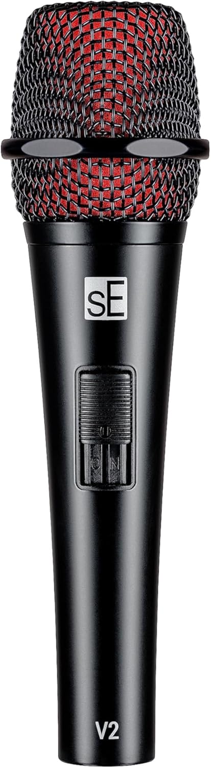 SE ELECTRONICS V2 Switch Dynamic Microphone for Singing, Speech, Instruments & Studio Recording - Supercardioid XLR Handheld Vocal Microphone with an On/Off Switch & Rugged All-Metal Housing