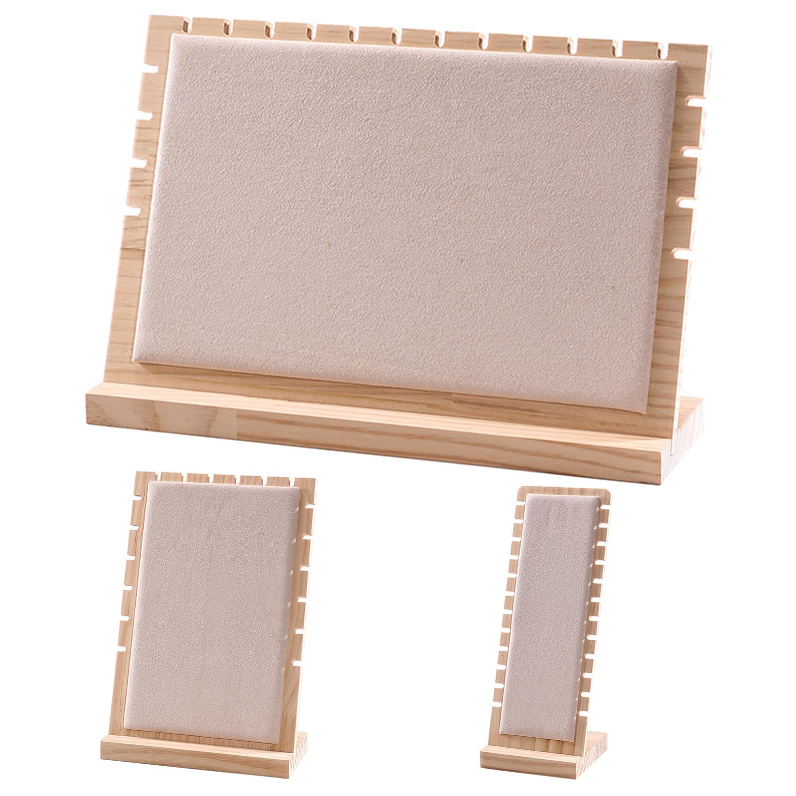 Tsophreniq of 3 Wood Jewelry Featuring Tiered Storage for Elegant Necklace Showcase Necklace Organizers