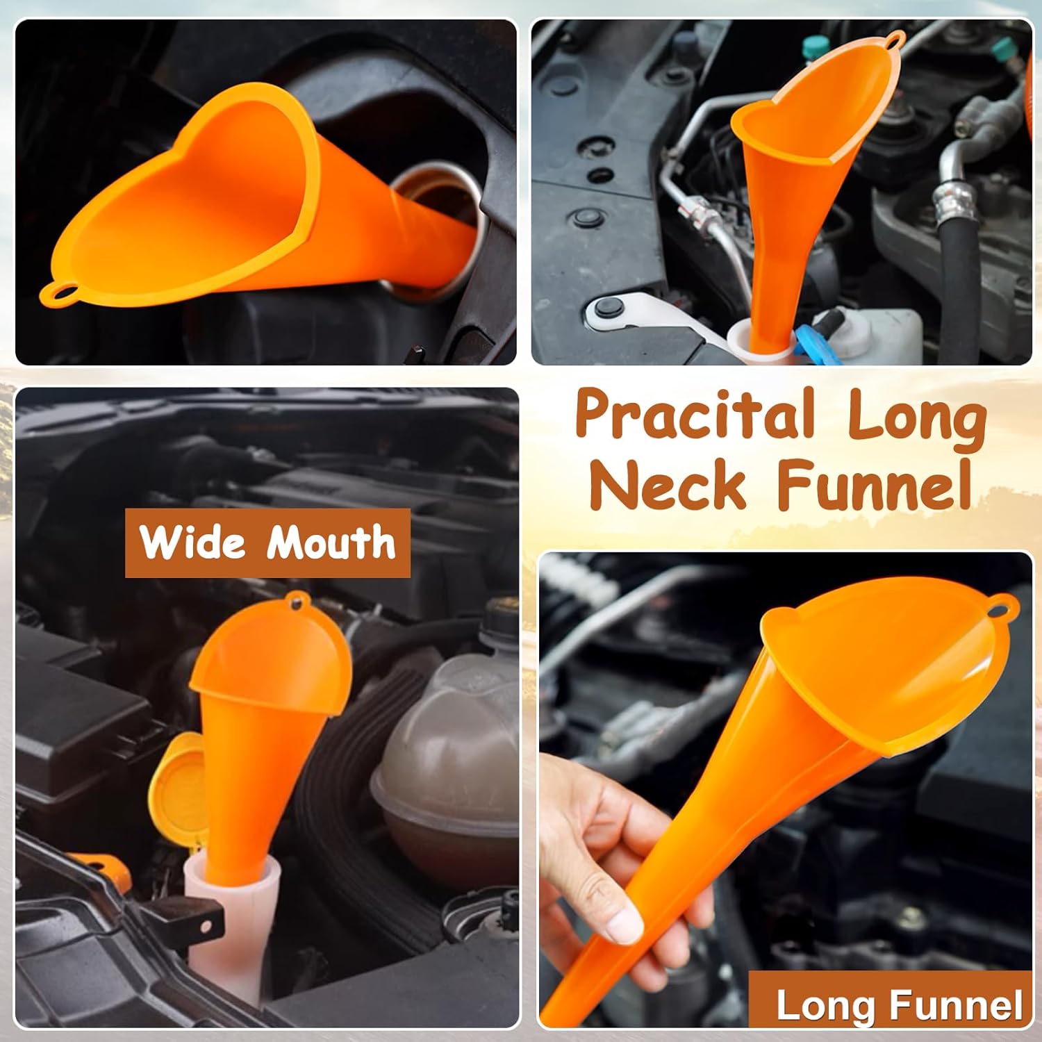5 Quart Oil Measuring Container Automotive Motor Oil Dispenser Oil Jug Container with Cover and Long Nozzle 2 Pcs Long Neck Funnels for Automotive Fluids