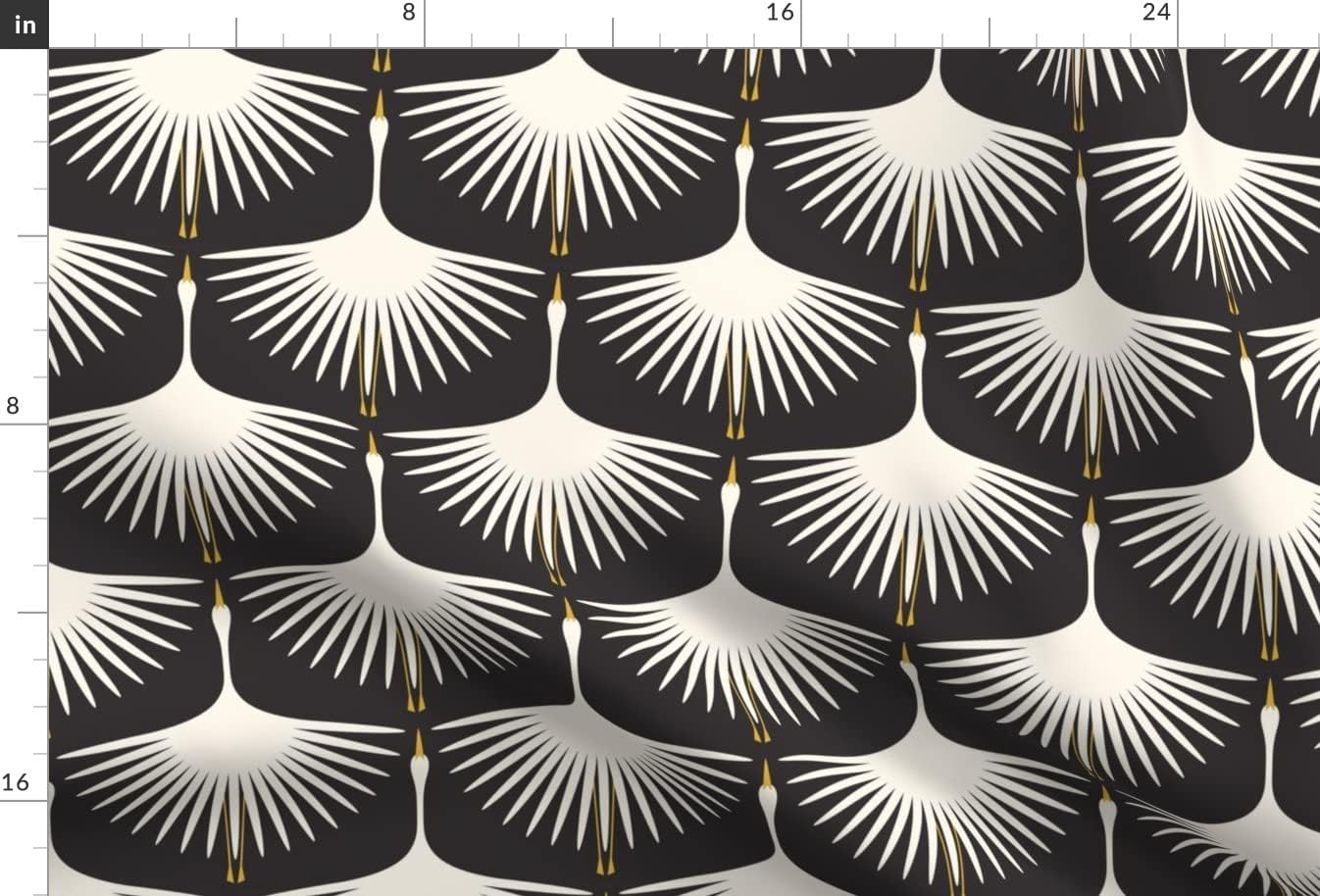 Spoonflower Fabric - Art Deco Swan Water Bird Fly Migrate Black and White Traditional Printed on Minky Fabric by The Yard - Sewing Baby Blankets Quilt Backing Plush