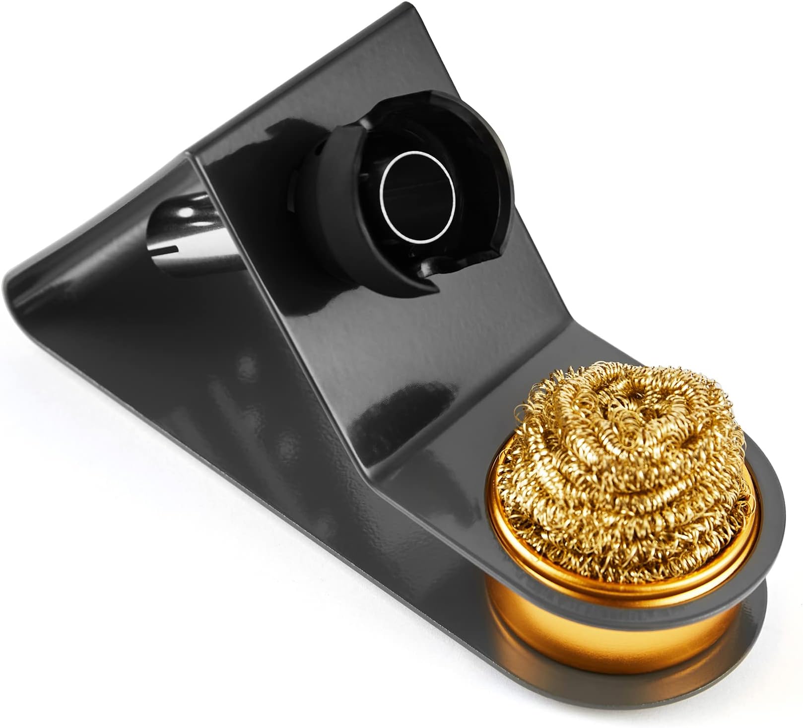Noah Premium Soldering Iron Holder with Brass Coil Tip Cleaner, Soft Coiled Brass Tip Cleaner Kit, No Water Needed, Black
