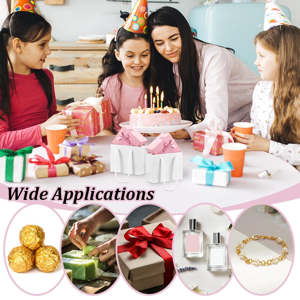 INTERWARM 120 Stück Weiße Mini Geschenktüten 10.1x12x6cm Kleine Papiergeschenktüten Großpackung Papierhandtaschen Mit Polyestergriffen Für Hochzeitsgeschenke Geburtstagsfeiern Kleinunternehmen