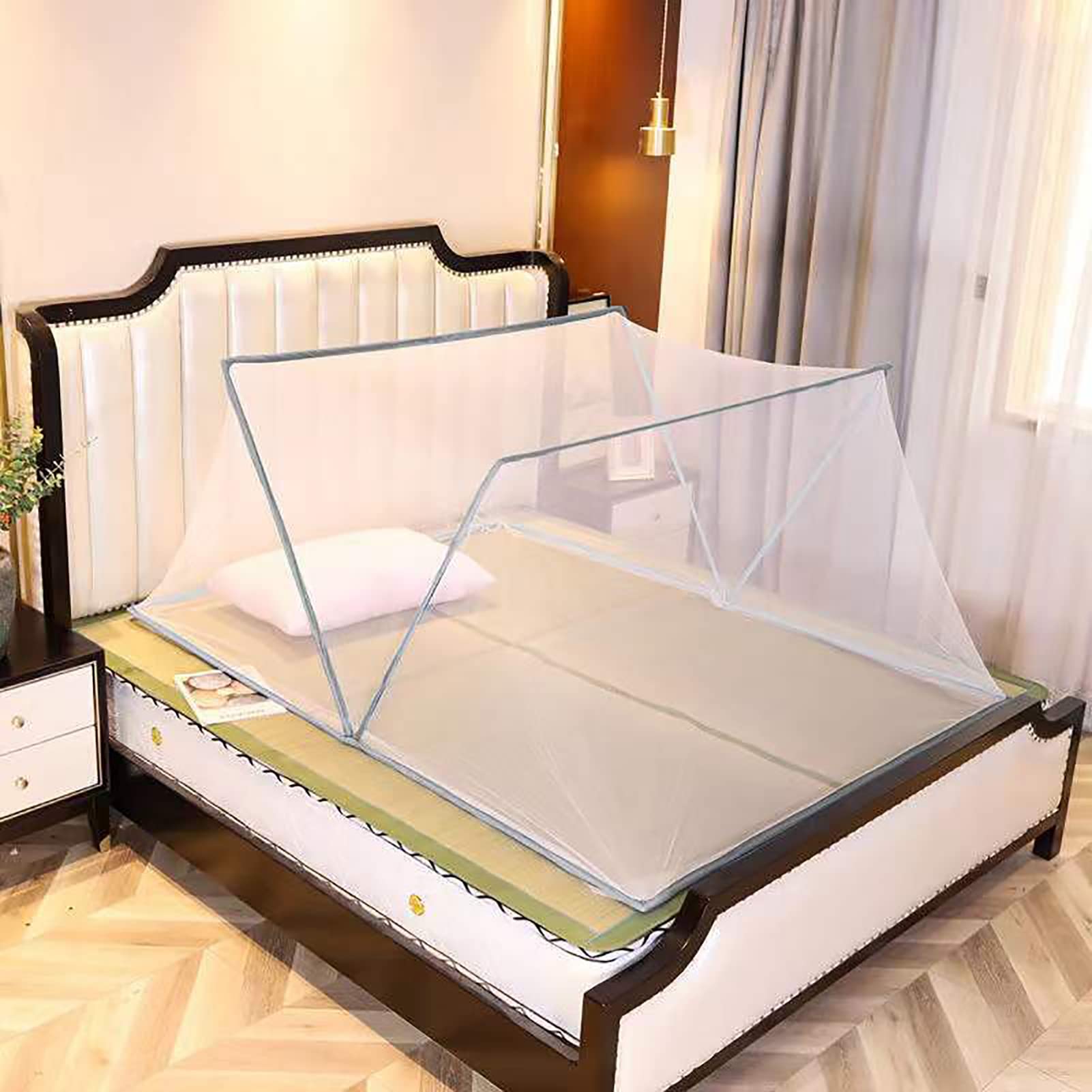 Zanzariera Pop-up per Viaggi e casa, baldacchino per Letto Matrimoniale e Singolo, Tenda da Letto Universale per zanzariera per Bambini, Adulti, Viaggi, Campeggio, casa all'aperto, Grigio, 190x110 c