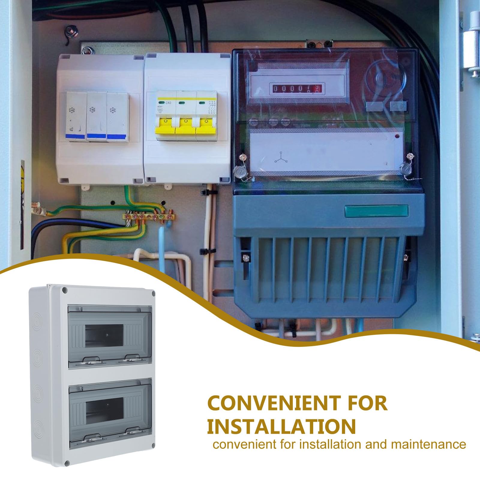 Verteilerkasten Aufputz mit 24 Stromkreisen aus Kunststoff Staub und Wassergeschützt Verteilerdose für Hausgebrauch und Außenbereich
