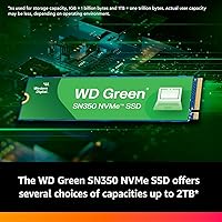 Vista 3 de Western Digital WDS500G2G0C - Unidad de estado sólido SSD interna WD SN350 NVMe de 500 GB, color verde, Gen3 PCIe, M.2 2280, hasta 2.400 MB/s